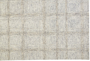 HomeRoots 5' Ivory and Gray Wool Plaid Tufted Handmade Area Rug - Stain Resistant, Soft, and Durable Design 9' X 12' 512182