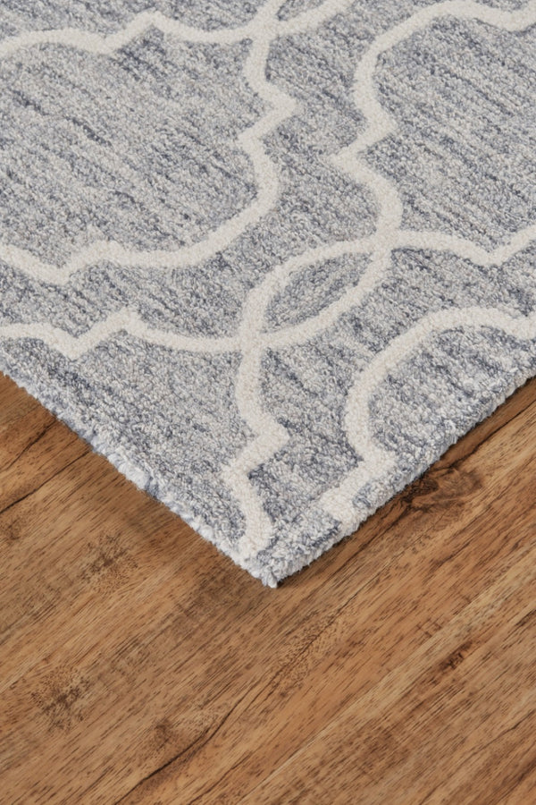 HomeRoots 5' Hand-Tufted Wool Area Rug in Ivory and Gray - Modern Geometric Design for Stylish Interiors 5' X 8' 512184