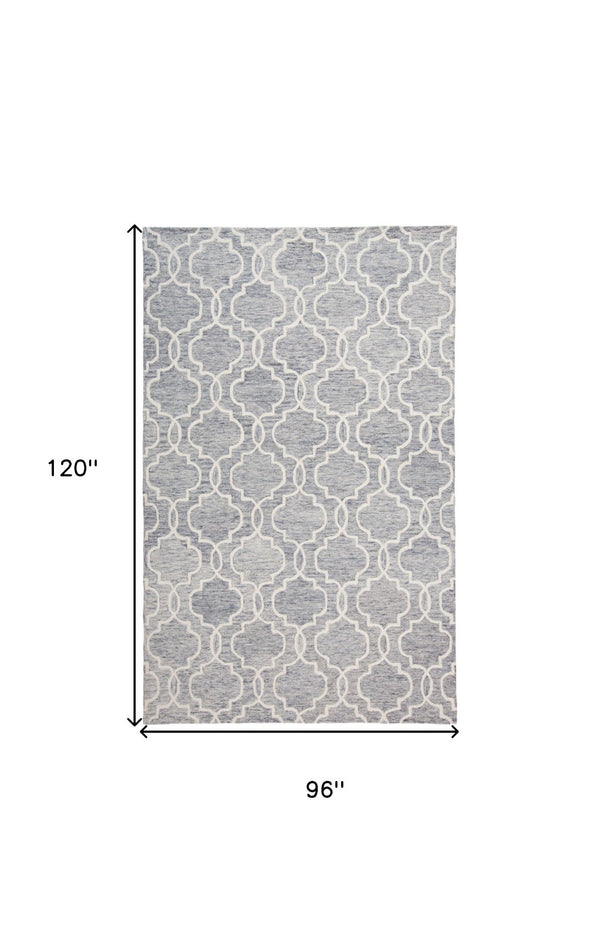 HomeRoots 5' Hand-Tufted Wool Area Rug in Ivory and Gray - Modern Geometric Design for Stylish Interiors 8' X 10' 512185