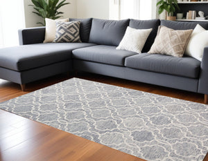 HomeRoots 5' Hand-Tufted Wool Area Rug in Ivory and Gray - Modern Geometric Design for Stylish Interiors 8' X 10' 512185