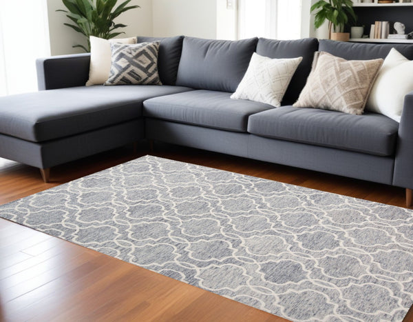 HomeRoots 5' Hand-Tufted Wool Area Rug in Ivory and Gray - Modern Geometric Design for Stylish Interiors 8' X 10' 512185