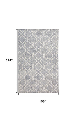 HomeRoots 5' Hand-Tufted Wool Area Rug in Ivory and Gray - Modern Geometric Design for Stylish Interiors 9' X 12' 512186