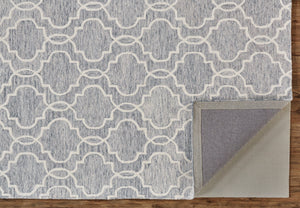 HomeRoots 5' Hand-Tufted Wool Area Rug in Ivory and Gray - Modern Geometric Design for Stylish Interiors 9' X 12' 512186