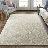 Homeroots 5' X 8' Gray And Ivory Wool Geometric Tufted Handmade Stain Resistant Area Rug Gray,Ivory Wool 512188