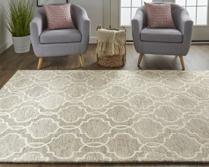 HomeRoots 5' Hand-Tufted Wool Area Rug in Ivory and Gray - Modern Geometric Design for Stylish Interiors 5' X 8' 512188