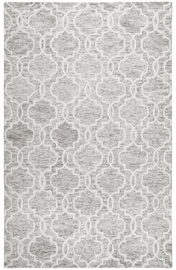 HomeRoots 5' Hand-Tufted Wool Area Rug in Ivory and Gray - Modern Geometric Design for Stylish Interiors 8' X 10' 512189