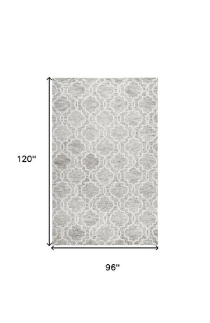 HomeRoots 5' Hand-Tufted Wool Area Rug in Ivory and Gray - Modern Geometric Design for Stylish Interiors 8' X 10' 512189