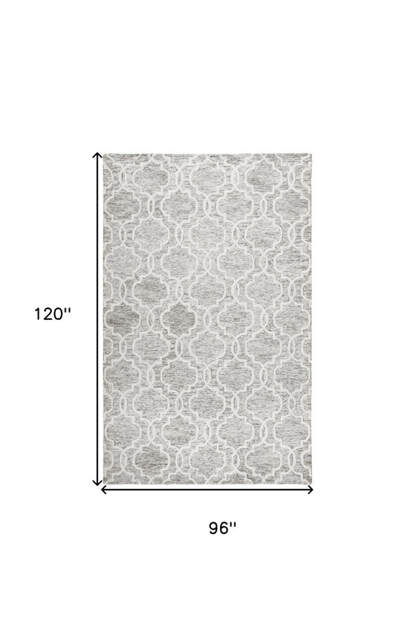 HomeRoots 5' Hand-Tufted Wool Area Rug in Ivory and Gray - Modern Geometric Design for Stylish Interiors 8' X 10' 512189