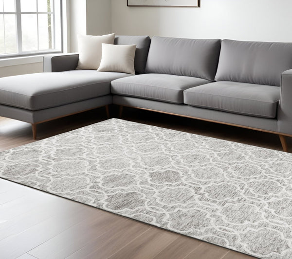 HomeRoots 5' Hand-Tufted Wool Area Rug in Ivory and Gray - Modern Geometric Design for Stylish Interiors 8' X 10' 512189