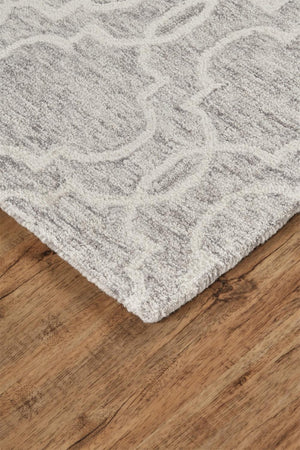 HomeRoots 5' Hand-Tufted Wool Area Rug in Ivory and Gray - Modern Geometric Design for Stylish Interiors 8' X 10' 512189