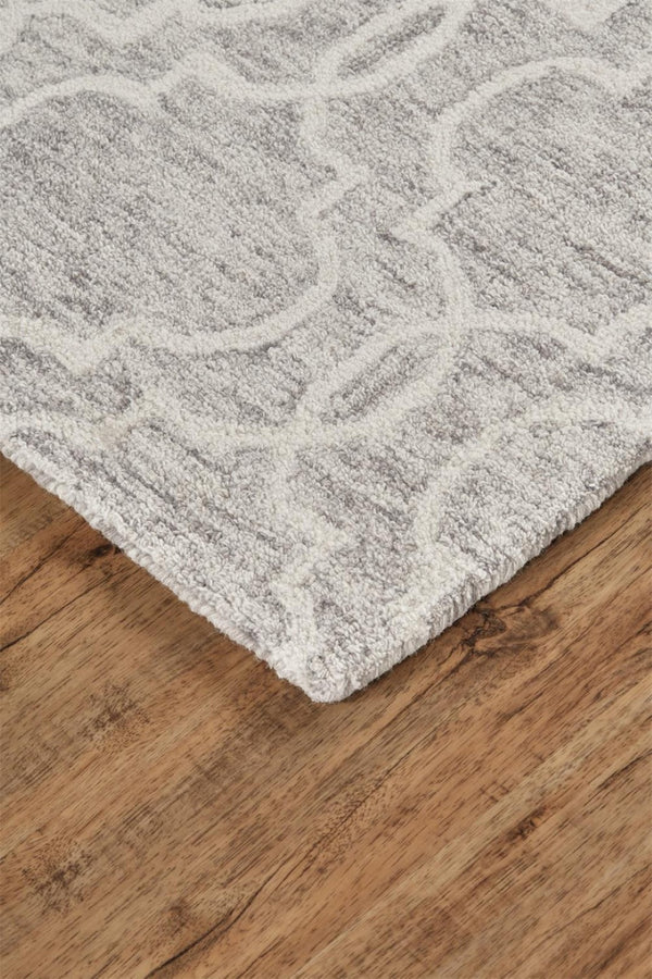 HomeRoots 5' Hand-Tufted Wool Area Rug in Ivory and Gray - Modern Geometric Design for Stylish Interiors 8' X 10' 512189