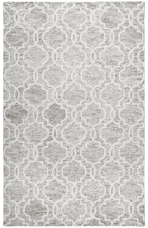 HomeRoots 5' Hand-Tufted Wool Area Rug in Ivory and Gray - Modern Geometric Design for Stylish Interiors 9' X 12' 512190
