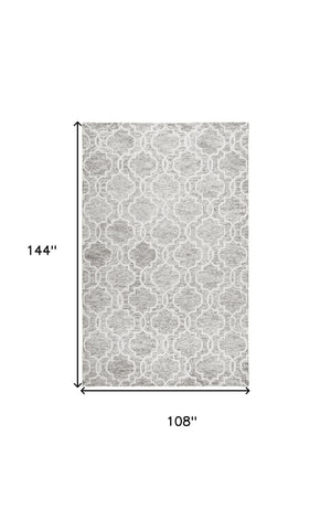 HomeRoots 5' Hand-Tufted Wool Area Rug in Ivory and Gray - Modern Geometric Design for Stylish Interiors 9' X 12' 512190