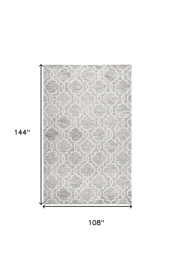 HomeRoots 5' Hand-Tufted Wool Area Rug in Ivory and Gray - Modern Geometric Design for Stylish Interiors 9' X 12' 512190