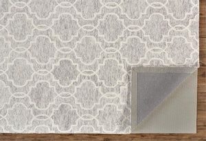 HomeRoots 5' Hand-Tufted Wool Area Rug in Ivory and Gray - Modern Geometric Design for Stylish Interiors 9' X 12' 512190