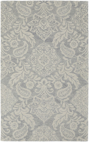 HomeRoots 5' Handmade Wool Paisley Area Rug - Elegant Blue and Ivory Design, Stain Resistant for Busy Homes 5' X 8' 512192