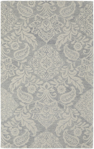 HomeRoots 5' Handmade Wool Paisley Area Rug - Elegant Blue and Ivory Design, Stain Resistant for Busy Homes 8' X 10' 512193