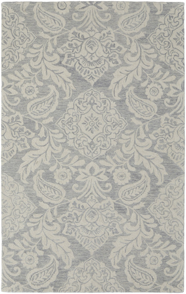 HomeRoots 5' Handmade Wool Paisley Area Rug - Elegant Blue and Ivory Design, Stain Resistant for Busy Homes 8' X 10' 512193