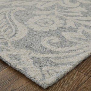 HomeRoots 5' Handmade Wool Paisley Area Rug - Elegant Blue and Ivory Design, Stain Resistant for Busy Homes 8' X 10' 512193