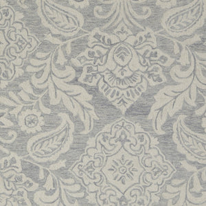 HomeRoots 5' Handmade Wool Paisley Area Rug - Elegant Blue and Ivory Design, Stain Resistant for Busy Homes 9' x 12' 512194