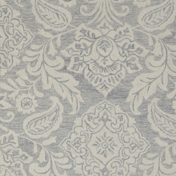 HomeRoots 5' Handmade Wool Paisley Area Rug - Elegant Blue and Ivory Design, Stain Resistant for Busy Homes 9' x 12' 512194