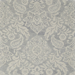 HomeRoots 5' Handmade Wool Paisley Area Rug - Elegant Blue and Ivory Design, Stain Resistant for Busy Homes 9' x 12' 512194