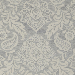 HomeRoots 5' Handmade Wool Paisley Area Rug - Elegant Blue and Ivory Design, Stain Resistant for Busy Homes 9' x 12' 512194