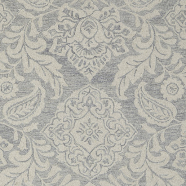 HomeRoots 5' Handmade Wool Paisley Area Rug - Elegant Blue and Ivory Design, Stain Resistant for Busy Homes 9' x 12' 512194