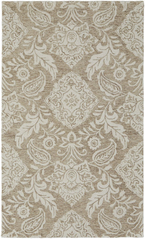 HomeRoots 5' Handmade Wool Paisley Area Rug - Elegant Blue and Ivory Design, Stain Resistant for Busy Homes 5' X 8' 512196