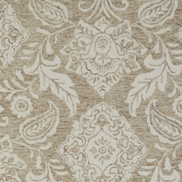 HomeRoots 5' Handmade Wool Paisley Area Rug - Elegant Blue and Ivory Design, Stain Resistant for Busy Homes 5' X 8' 512196