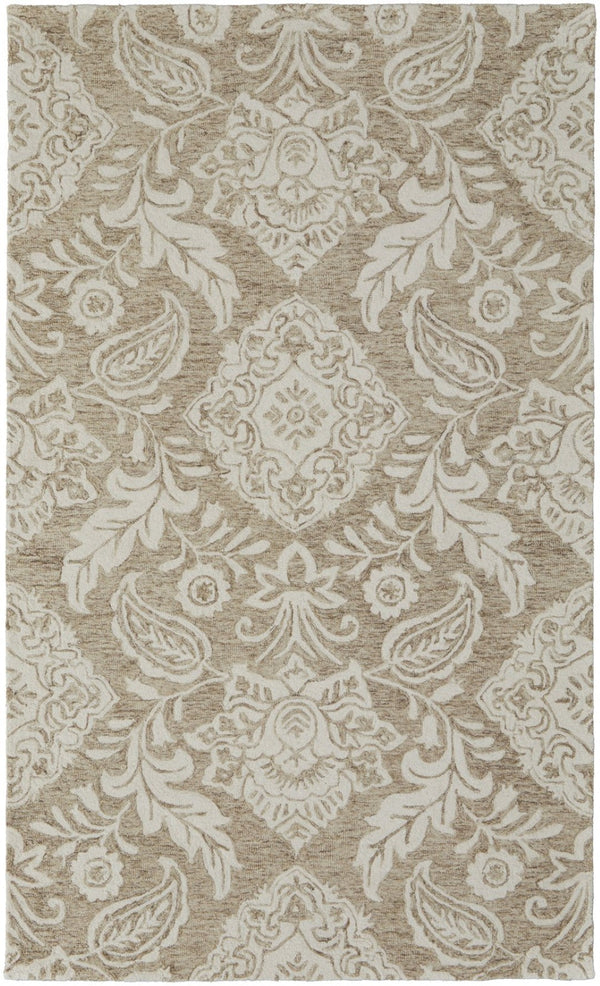 HomeRoots 5' Handmade Wool Paisley Area Rug - Elegant Blue and Ivory Design, Stain Resistant for Busy Homes 8' X 10' 512197