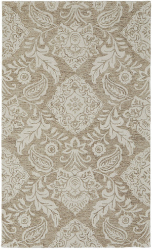 HomeRoots 5' Handmade Wool Paisley Area Rug - Elegant Blue and Ivory Design, Stain Resistant for Busy Homes 9' X 12' 512198