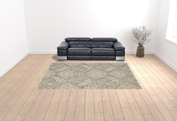 HomeRoots 5' Handmade Wool Paisley Area Rug - Elegant Blue and Ivory Design, Stain Resistant for Busy Homes 9' X 12' 512198