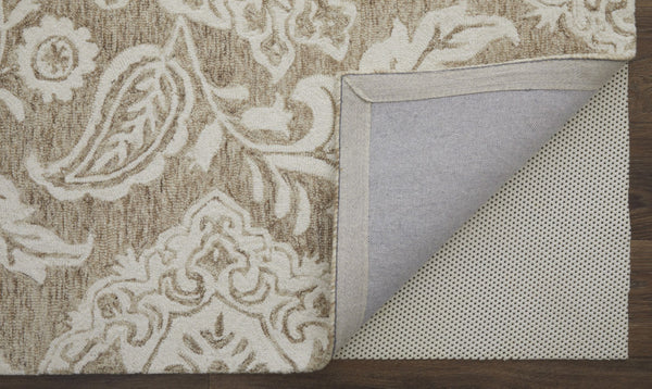 HomeRoots 5' Handmade Wool Paisley Area Rug - Elegant Blue and Ivory Design, Stain Resistant for Busy Homes 9' X 12' 512198