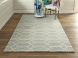 Homeroots 5' X 8' Blue And Ivory Wool Geometric Tufted Handmade Stain Resistant Area Rug Blue,Ivory Wool 512200