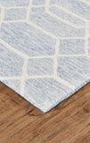 Homeroots 5' X 8' Blue And Ivory Wool Geometric Tufted Handmade Stain Resistant Area Rug Blue,Ivory Wool 512200