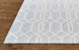 Homeroots 5' X 8' Blue And Ivory Wool Geometric Tufted Handmade Stain Resistant Area Rug Blue,Ivory Wool 512200