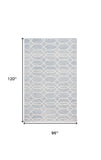 Homeroots 8' X 10' Blue And Ivory Wool Geometric Hand Tufted Area Rug Blue,Ivory Wool 512201