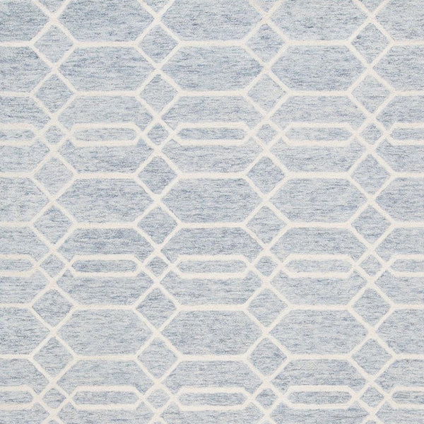 Homeroots 9' X 12' Blue And Ivory Wool Geometric Tufted Handmade Stain Resistant Area Rug Blue,Ivory Wool 512202