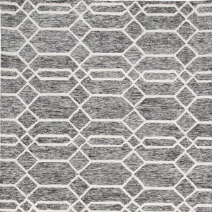 Homeroots 5' X 8' Gray Black And Ivory Wool Geometric Tufted Handmade Stain Resistant Area Rug Gray,Black,Ivory Wool 512204