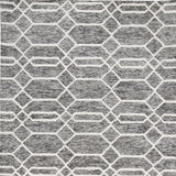 Homeroots 5' X 8' Gray Black And Ivory Wool Geometric Tufted Handmade Stain Resistant Area Rug Gray,Black,Ivory Wool 512204