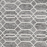 Homeroots 9' X 12' Gray Black And Ivory Wool Geometric Tufted Handmade Stain Resistant Area Rug Gray,Black,Ivory Wool 512206