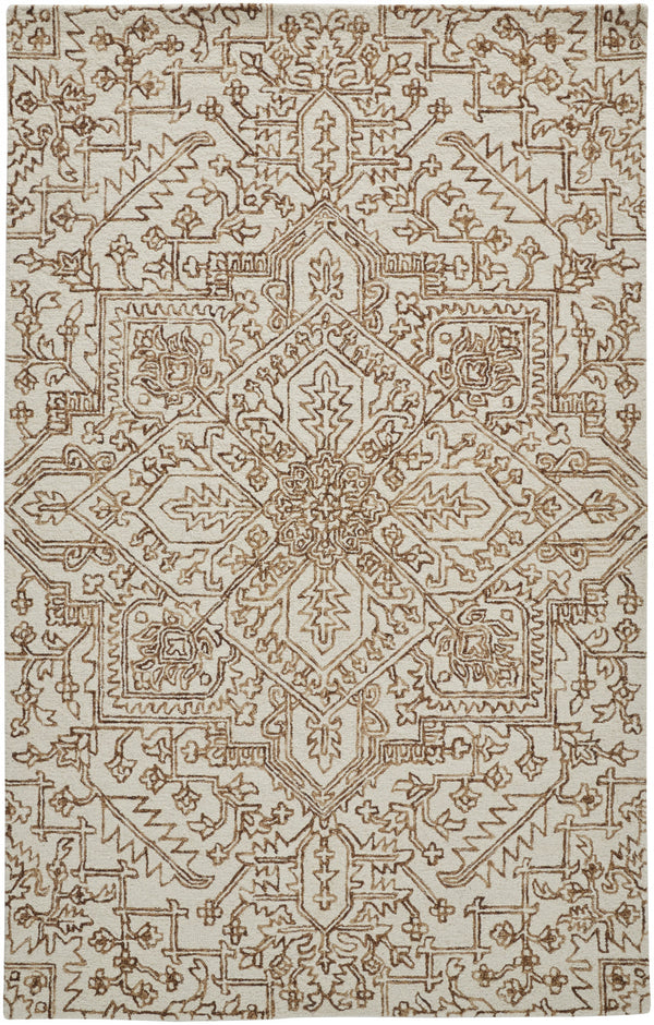 Homeroots 5' X 8' Ivory And Brown Wool Floral Tufted Handmade Stain Resistant Area Rug Ivory,Brown Wool 512208