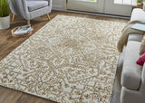 Homeroots 5' X 8' Ivory And Brown Wool Floral Tufted Handmade Stain Resistant Area Rug Ivory,Brown Wool 512208