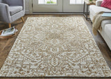 Homeroots 5' X 8' Ivory And Brown Wool Floral Tufted Handmade Stain Resistant Area Rug Ivory,Brown Wool 512208