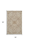 Homeroots 5' X 8' Ivory And Brown Wool Floral Tufted Handmade Stain Resistant Area Rug Ivory,Brown Wool 512208