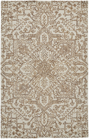 Homeroots 9' X 12' Ivory And Brown Wool Floral Tufted Handmade Stain Resistant Area Rug Ivory,Brown Wool 512210
