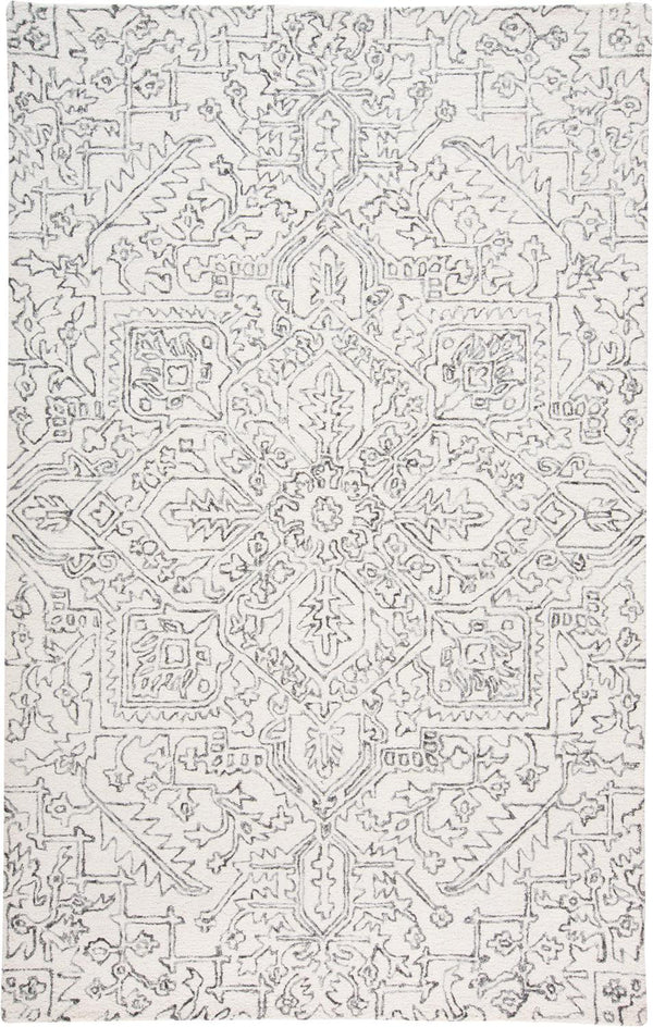 Homeroots 5' X 8' Ivory And Gray Wool Floral Tufted Handmade Stain Resistant Area Rug Ivory,Gray Wool 512212