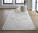 Homeroots 5' X 8' Ivory And Gray Wool Floral Tufted Handmade Stain Resistant Area Rug Ivory,Gray Wool 512212