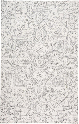 Homeroots 9' X 12' Ivory And Gray Wool Floral Tufted Handmade Stain Resistant Area Rug Ivory,Gray Wool 512214